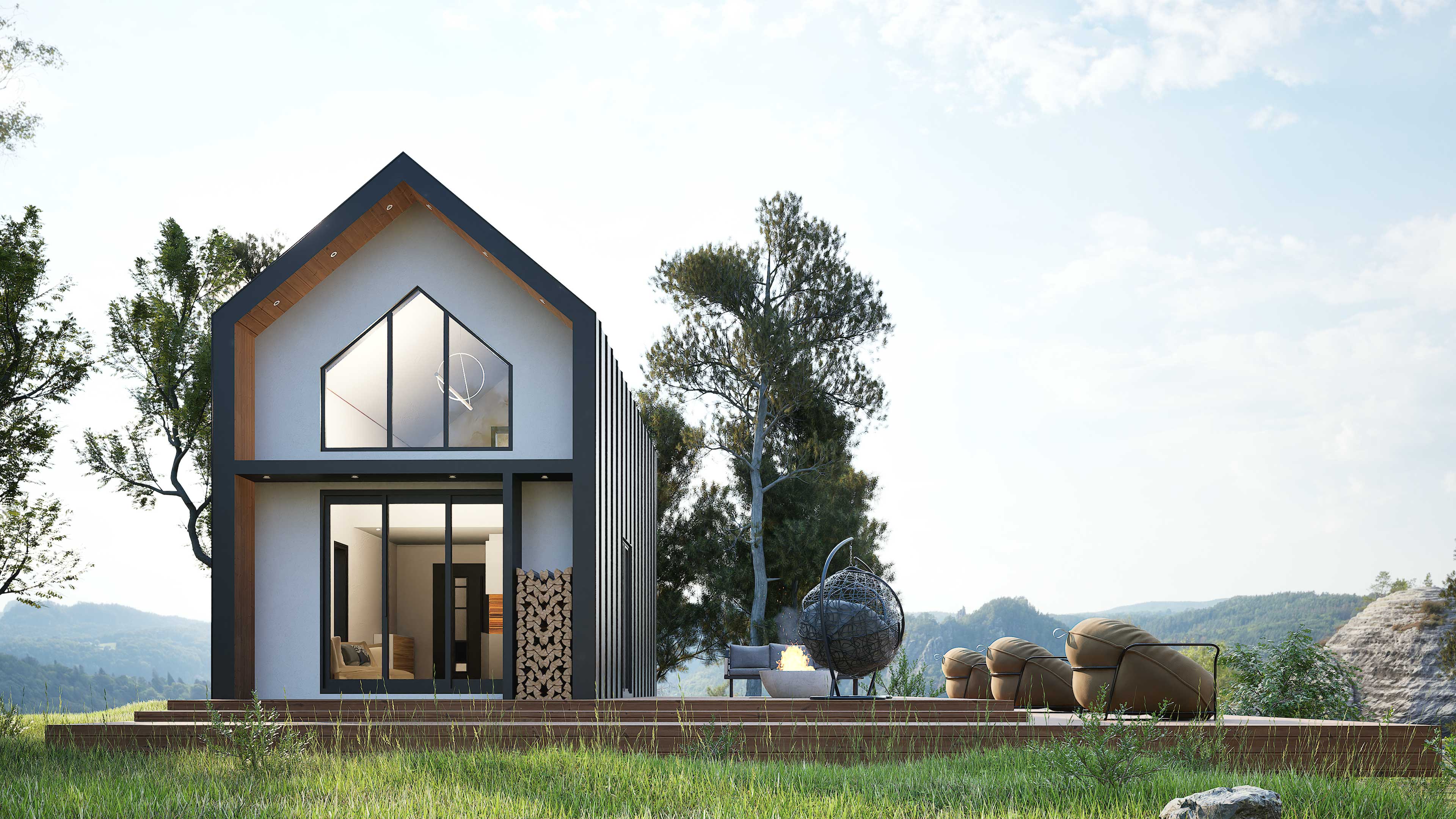 Дом в стиле Барнхаус с террасой