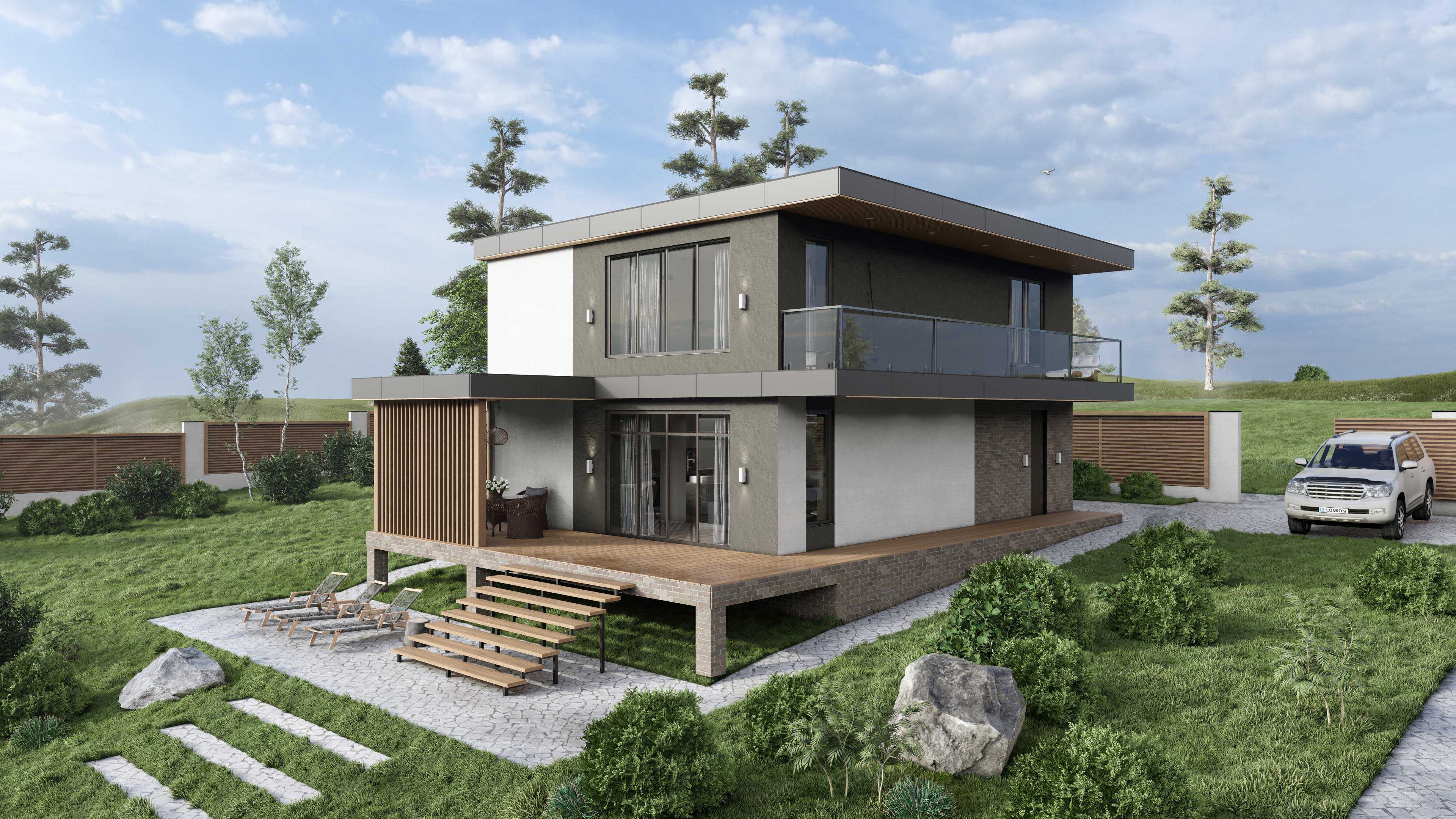 Дом с плоской кровлей 160 кв.м.