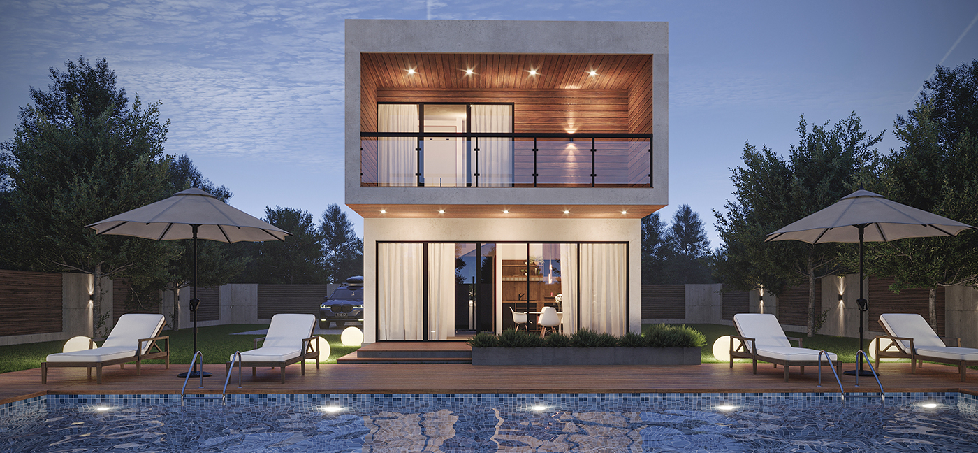 2-х этажный дом с плоской крышей