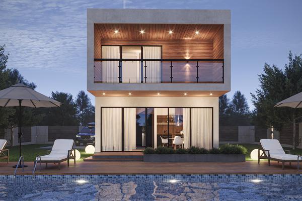 2-х этажный дом с плоской крышей